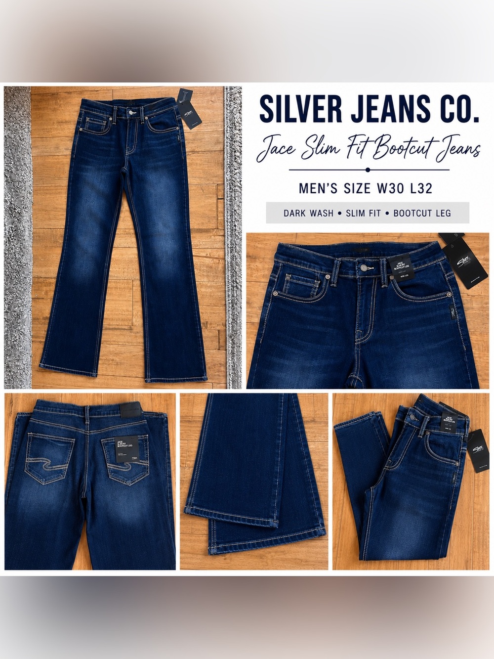 Silver Jeans Jace Slim Bootcut Jeans in Dark Blue Wash